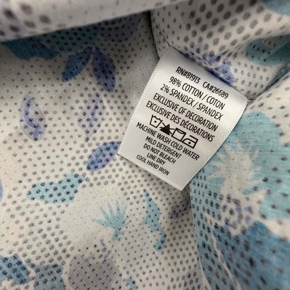 Robert Graham Blue White Floral Abstract Cotton S/S Button Front Size Small - Picture 4 of 7